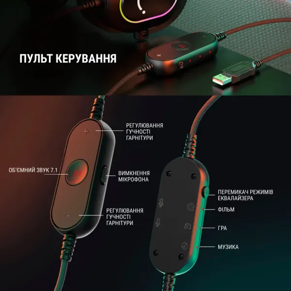 Ігрова гарнітура Fifine RGB H6 (Black) (UA)