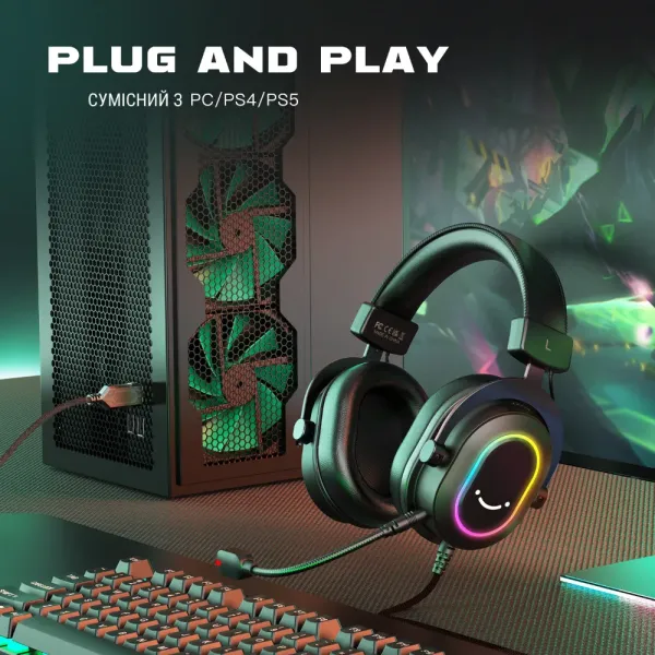 Ігрова гарнітура Fifine RGB H6 (Black) (UA)