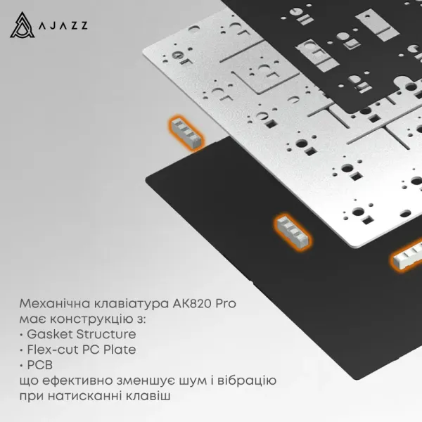 Клавіатура ігрова Ajazz AK820 PRO Flying Fish Switches (White/Purple) (AK820PRO-FF-PWB) (UA)