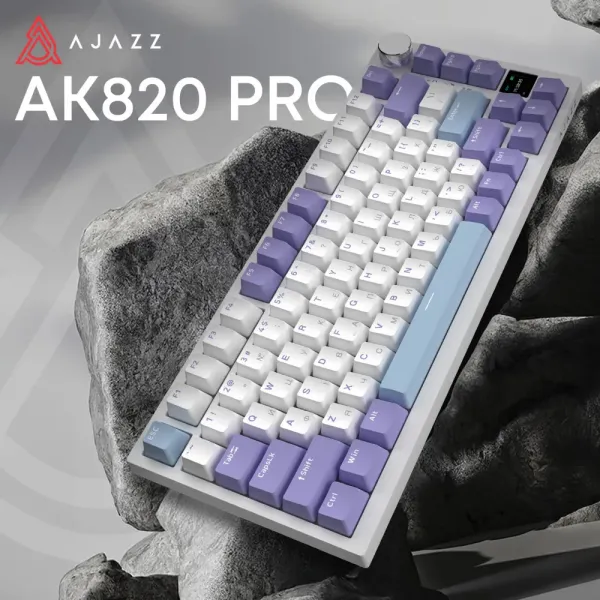 Клавіатура ігрова Ajazz AK820 PRO Flying Fish Switches (White/Purple) (AK820PRO-FF-PWB) (UA)