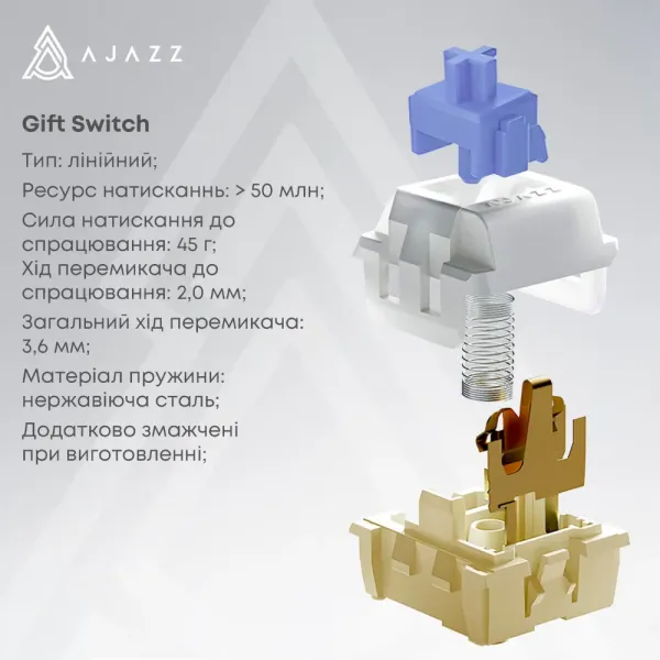 Клавіатура ігрова Ajazz AK820 PRO Gift Switch (Black) (AK820PRO-G-BGY) (UA)
