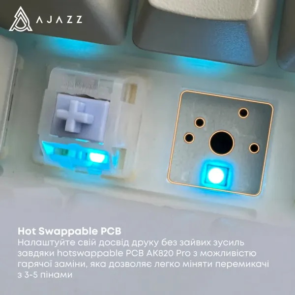 Клавіатура ігрова Ajazz AK820 PRO Gift Switch (Black) (AK820PRO-G-BGY) (UA)