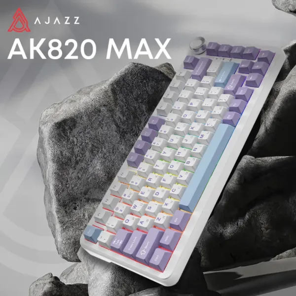 Клавіатура ігрова Ajazz AK820 MAX Magnetic Switches (White/Purple) (AK820MAX-WM-PWB) (UA)