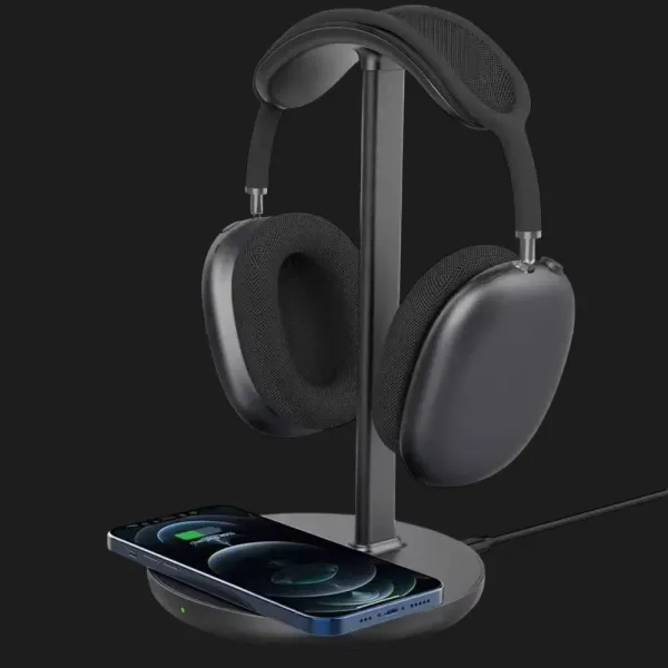Підставка для навушників Headset Stand з безпровідною зарядкою (Black)