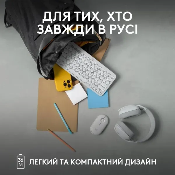 Клавiатура Logitech Pebble Keys 2 K380s (White) (UA)