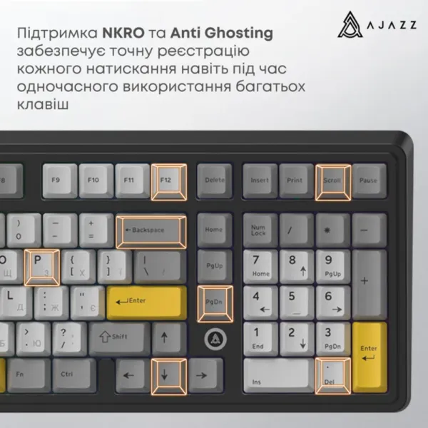 Клавіатура Ajazz AK980 MAX Magnetic Switch (Black/Gray/Yellow) (UA)
