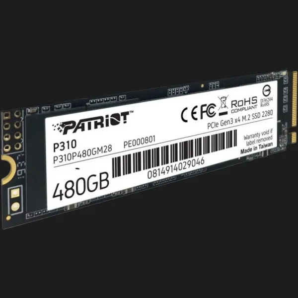 Накопичувач SSD Patriot P310 480GB NVMe PCIe 3.0 (P310P480GM28)