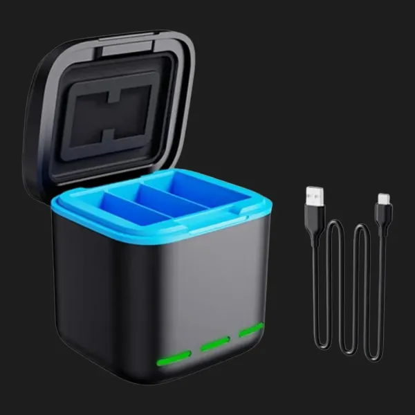 Зарядний пристрій для GoPro Hero 9-12 Portable Battery Charger 3 Slot Charging Box