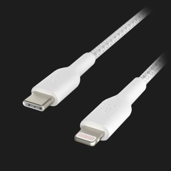 Кабель Belkin Braided USB-С to Lightning 2m (White)