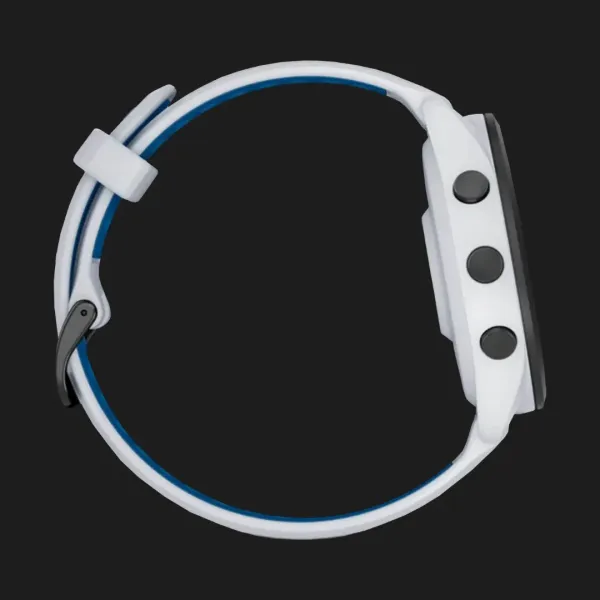 Garmin Forerunner 265 Black Bezel with Whitestone Case and Whitestone/Tidal Blue Silicone Band