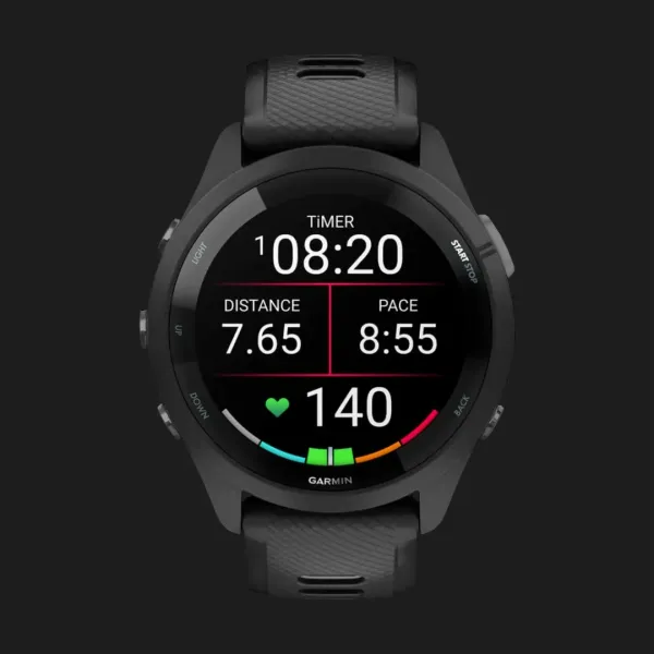 Garmin Forerunner 265 Black Bezel and Case with Black/Powder Gray Silicone Band