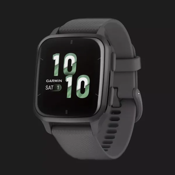 Garmin Venu Sq 2 Slate Aluminum Bezel with Shadow Gray Case and Silicone Band