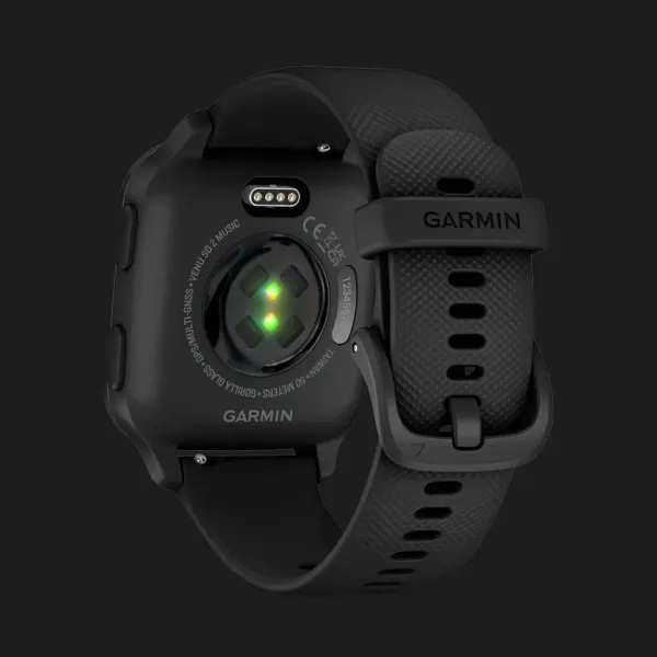 Garmin Venu Sq 2 Music Edition Slate Aluminum Bezel with Black Case and Silicone Band