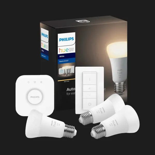 Стартовий комплект Philips Hue White (Bridge, Dimmer, лампа E27, 3шт)