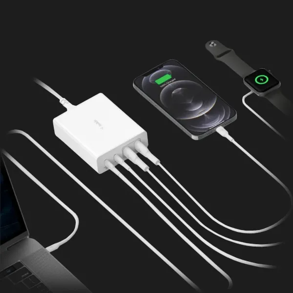 Зарядний пристрій Belkin 4-Port GaN 108W 2x USB-C, 2x USB-A (White)