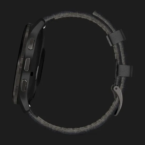 Garmin Venu 3 Slate Stainless Steel Bezel with Black Case and Black Leather Band