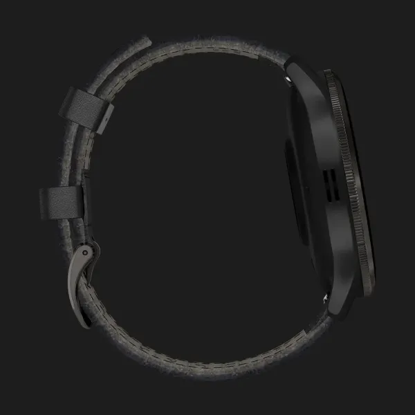 Garmin Venu 3 Slate Stainless Steel Bezel with Black Case and Black Leather Band