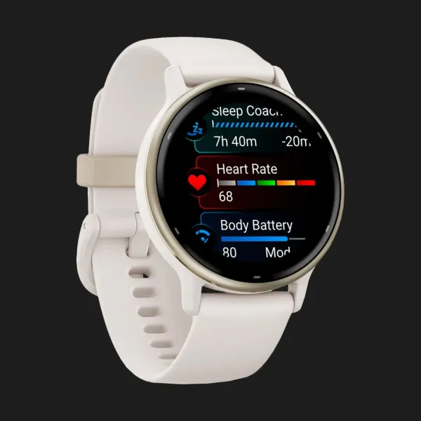 Garmin Vivoactive 5 Cream Gold Aluminum Bezel with Ivory Case and Silicone Band