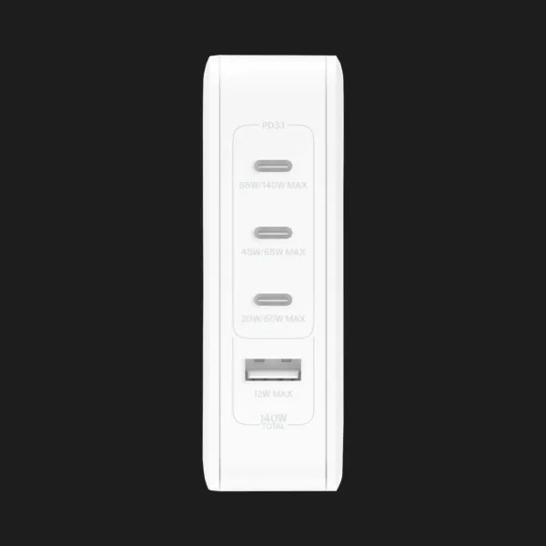 Блок живлення Belkin Home Charger 140W 3хUSB-С GAN PD PPS, USB-A (White)