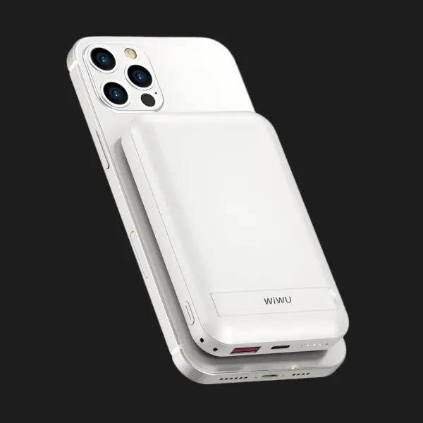 Портативний акумулятор Power Bank Wiwu Snap Cube 10000mAh MagSafe Wireless + Stand (White)