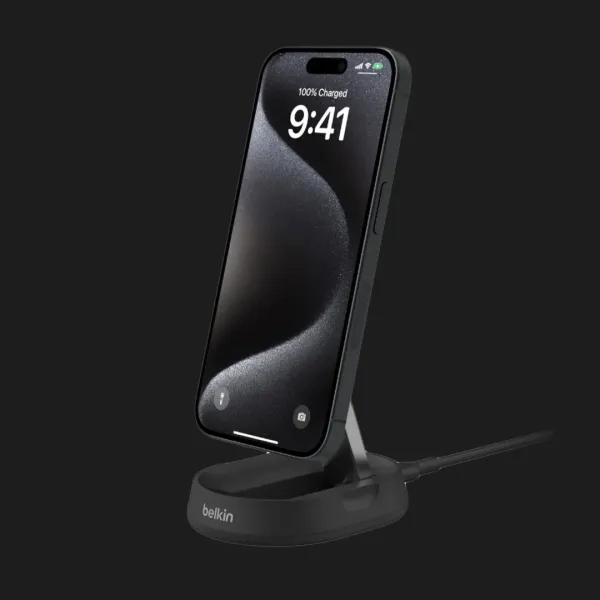 Безпровідна зарядка Belkin 15 Вт Magnetic Stand Qi2 (Black)