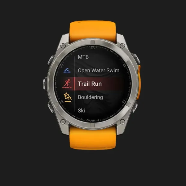 Garmin Fenix 8 51mm AMOLED Sapphire Titanium with Spark Orange/Graphite Silicone Band (010-02905-10/11)
