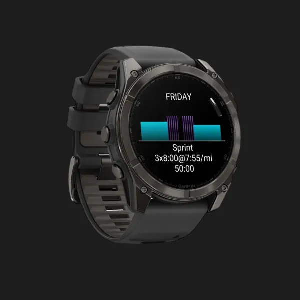 Garmin Fenix 8 51mm AMOLED Sapphire Carbon Gray DLC Titanium with Black/Pebble Gray Silicone Band (010-02905-20/21)