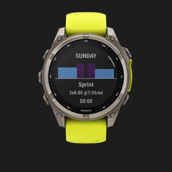 Garmin Fenix 8 47mm Solar Sapphire Titanium with Amp Yellow/Graphite Silicone Band