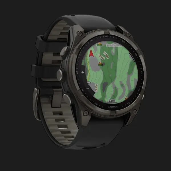 Garmin Fenix 8 47mm Solar Sapphire Carbon Gray DLC Titanium with Black/Pebble Gray Silicone Band