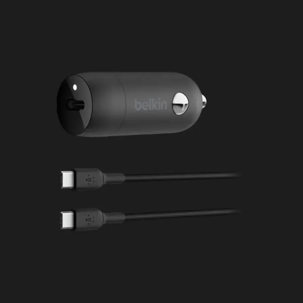 АЗП Belkin USB-C, 30W + кабель USB-C 1m (Black)