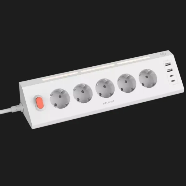 Мережевий фільтр Proove Prism Socket (5 розеток + 2 Type-C + 2 USB) 1.6M