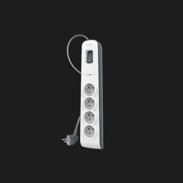 Мережевий фільтр Belkin 4хТип F, 3x1.5мм кв, 16А з захистом від перенапруги, 2м (White)