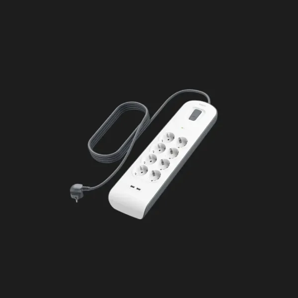 Мережевий фільтр Belkin 8хТип F, 3x1.5мм кв, 16А, 2xUSB-A 2.4A, з захистом від перенапруги,2м (White)