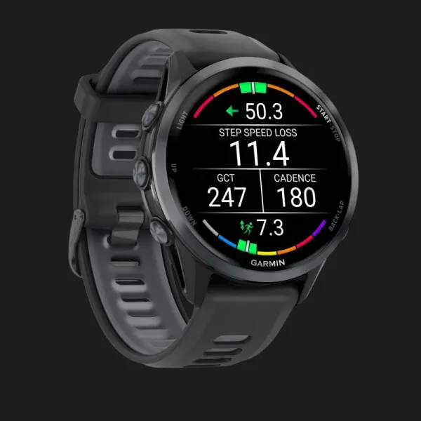 Garmin Forerunner 970 Carbon Gray DLC Titanium with Black Case and Black/Translucent Whitestone Band