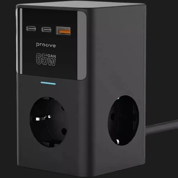 Мережевий фільтр Proove Power Cube 65W (3xAC + 2xType-C + 1xUSB) 1.5m