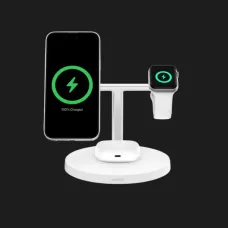 Безпровідна зарядка Belkin 3в1 Wireless Charging Stand with Qi2 15W (White)