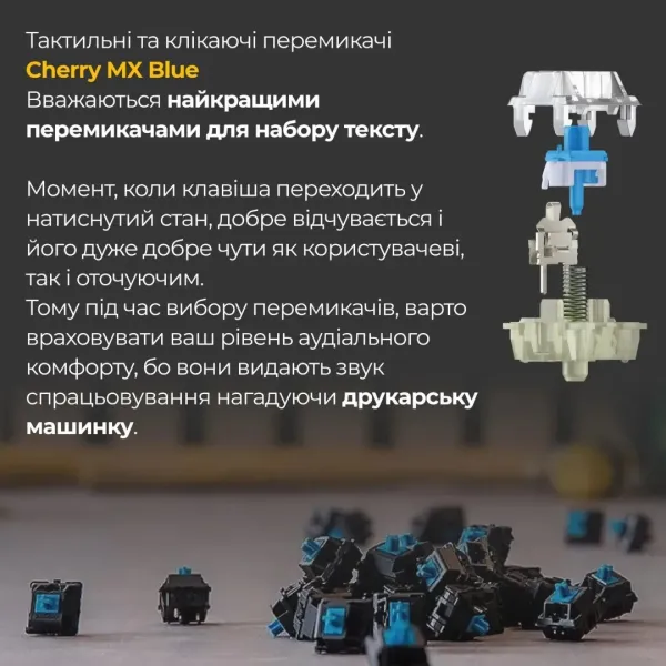 Клавіатура ігрова Ducky One 3 TKL Cherry MX Blue RGB (White) (UA)