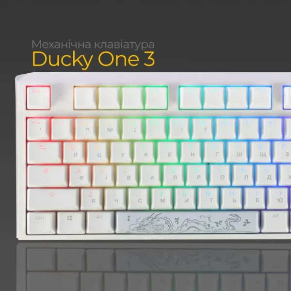 Клавіатура ігрова Ducky One 3 TKL Cherry MX Blue RGB (White) (UA)