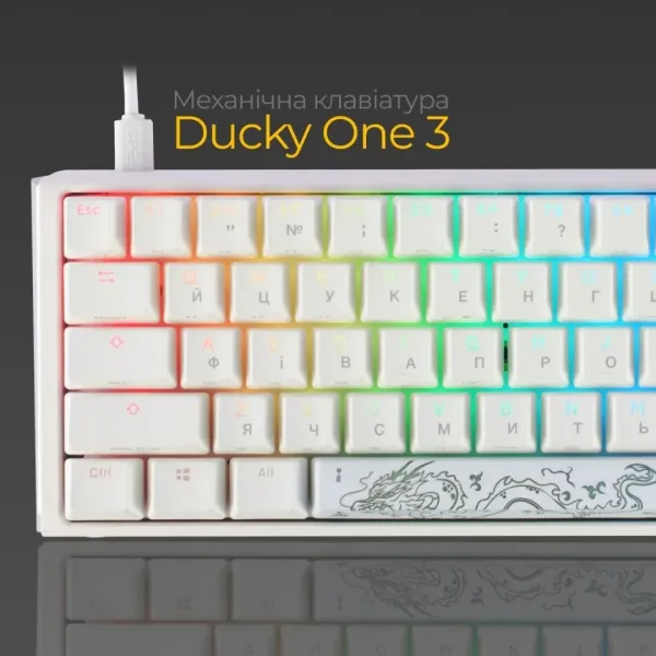Клавіатура ігрова Ducky One 3 SF Cherry MX Red RGB (White) (UA)