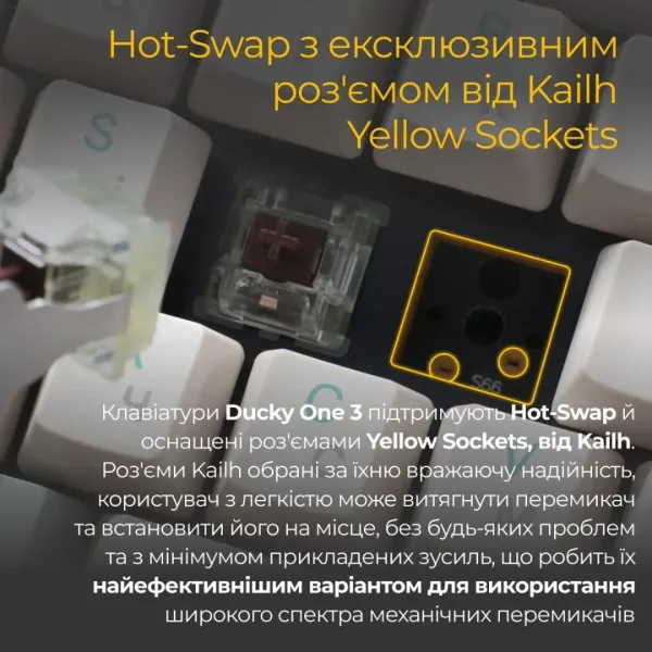 Клавіатура ігрова Ducky One 3 Cherry MX Silent red (Matcha Cream) (UA)
