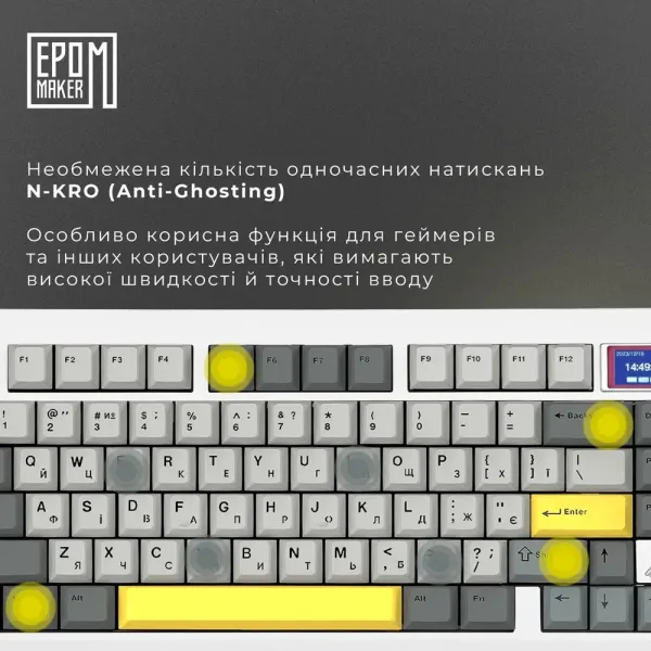 Клавіатура ігрова Epomaker TH80 PRO V2 Wisteria Tactile (White) (UA)