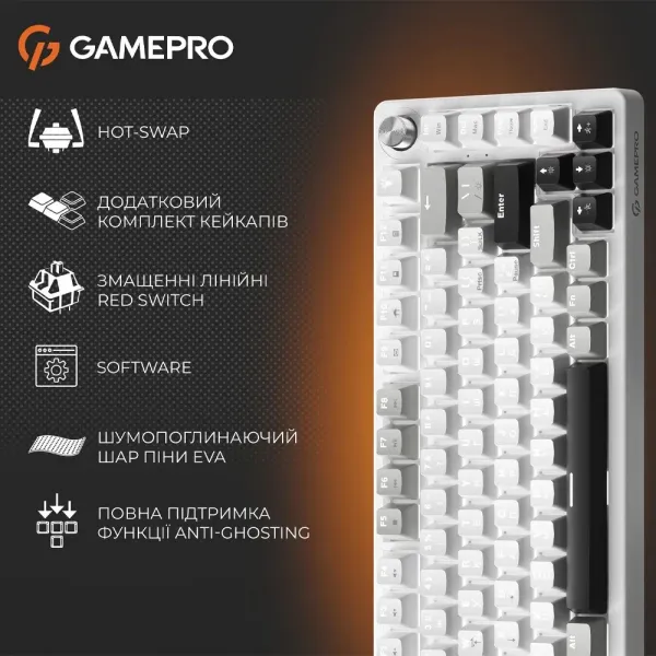 Ігрова клавіатура Gamepro Genesis Silverlight (White) (UA)