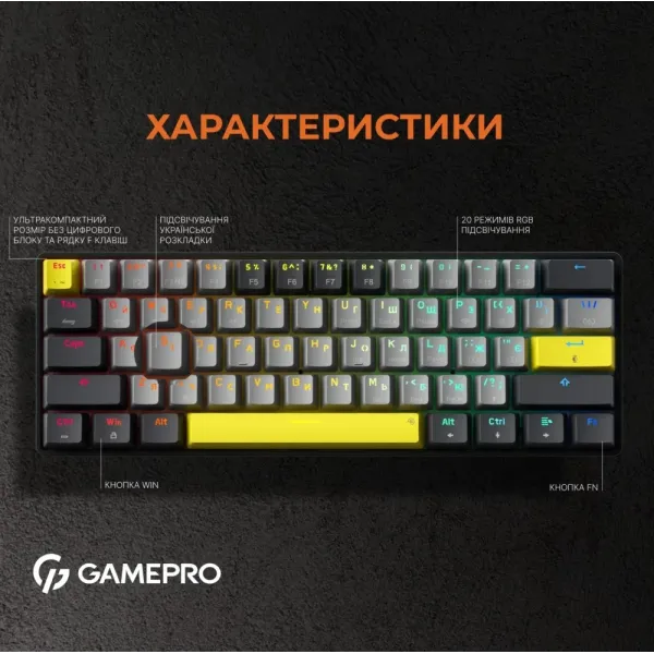 Ігрова клавіатура Gamepro Asgard Fenrir (Black) (MK130G Pro) (UA)