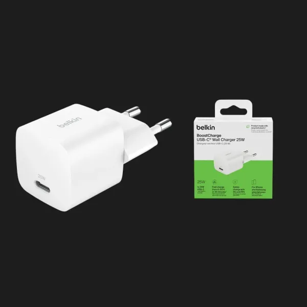 Блок живлення Belkin Home Charger 25W USB-C PD (White) (WCA012KQWH)