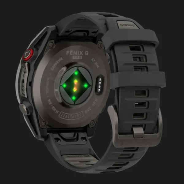 Garmin Fenix 8 Pro 47mm AMOLED Sapphire Carbon Gray DLC Titanium with Black/Pebble Gray Silicone Band