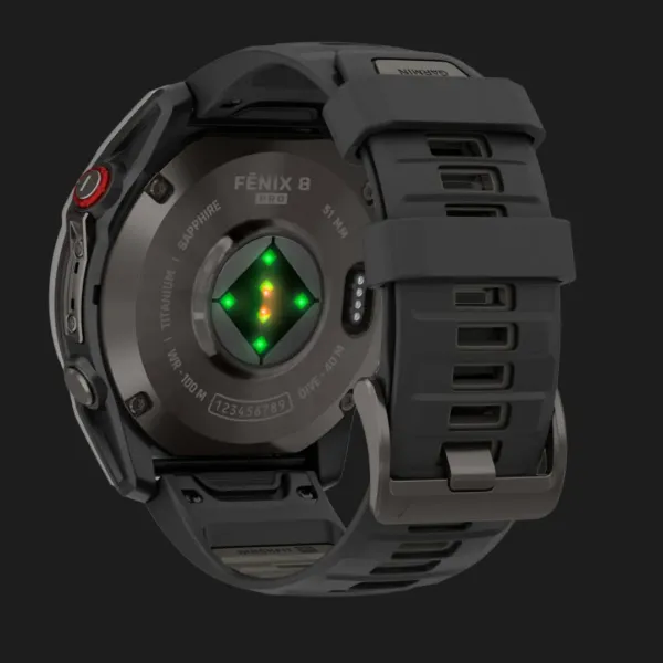 Garmin Fenix 8 Pro 51mm AMOLED Sapphire Carbon Gray DLC Titanium with Black/Pebble Gray Silicone Band