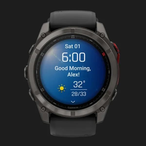 Garmin Fenix 8 Pro 51mm MicroLED Sapphire Carbon Gray DLC Titanium with Black/Pebble Gray Silicone Band