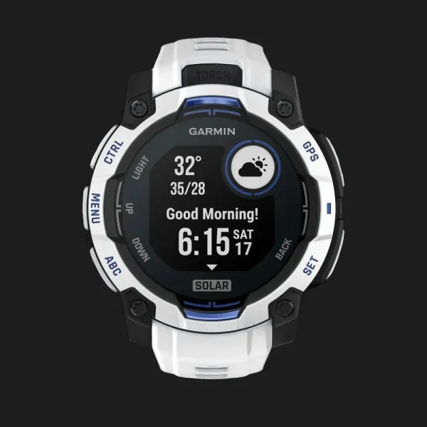 Garmin Instinct 3 45mm Solar Whitestone with Whitestone/Bolt Blue Band