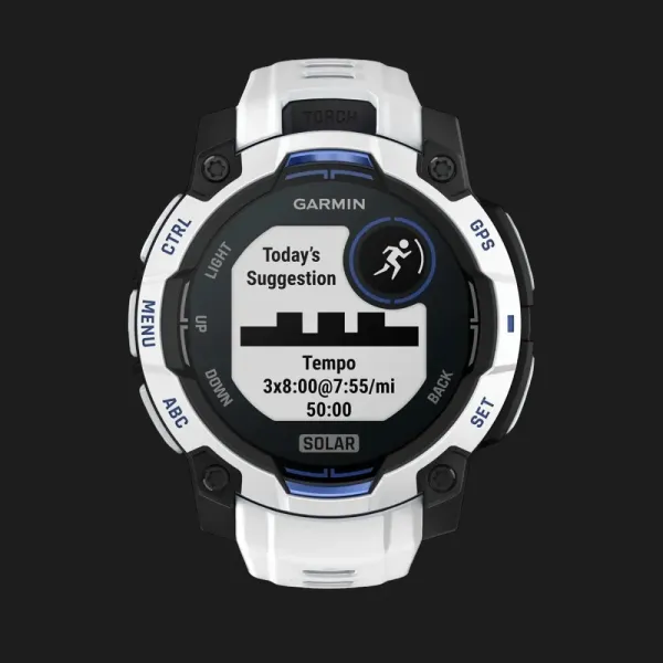 Garmin Instinct 3 45mm Solar Whitestone with Whitestone/Bolt Blue Band