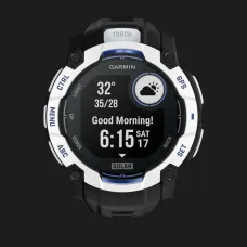 Garmin Instinct 3 50mm Solar Whitestone with Black/Bolt Blue Band